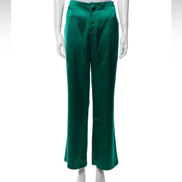 NWT Jason Wu Emerald Satin Trousers - Picture 1 of 7